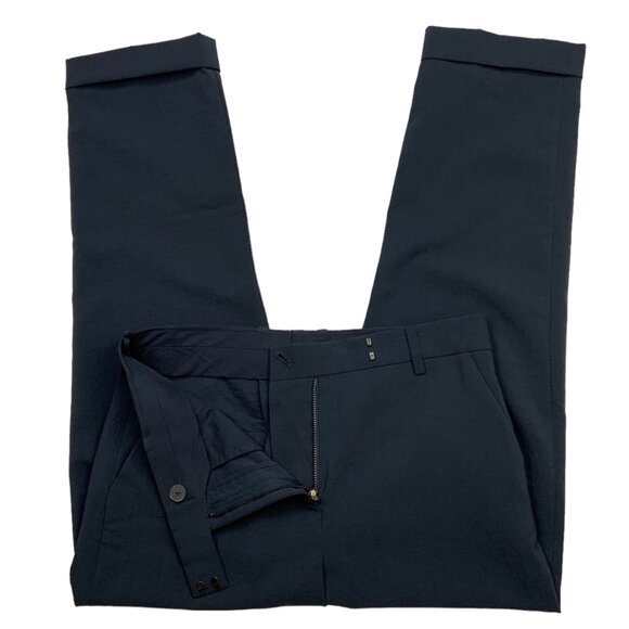 COS Cuffed Hem Trouser Pant 4 Blue Cropped Polyester High Rise - Picture 3 of 12